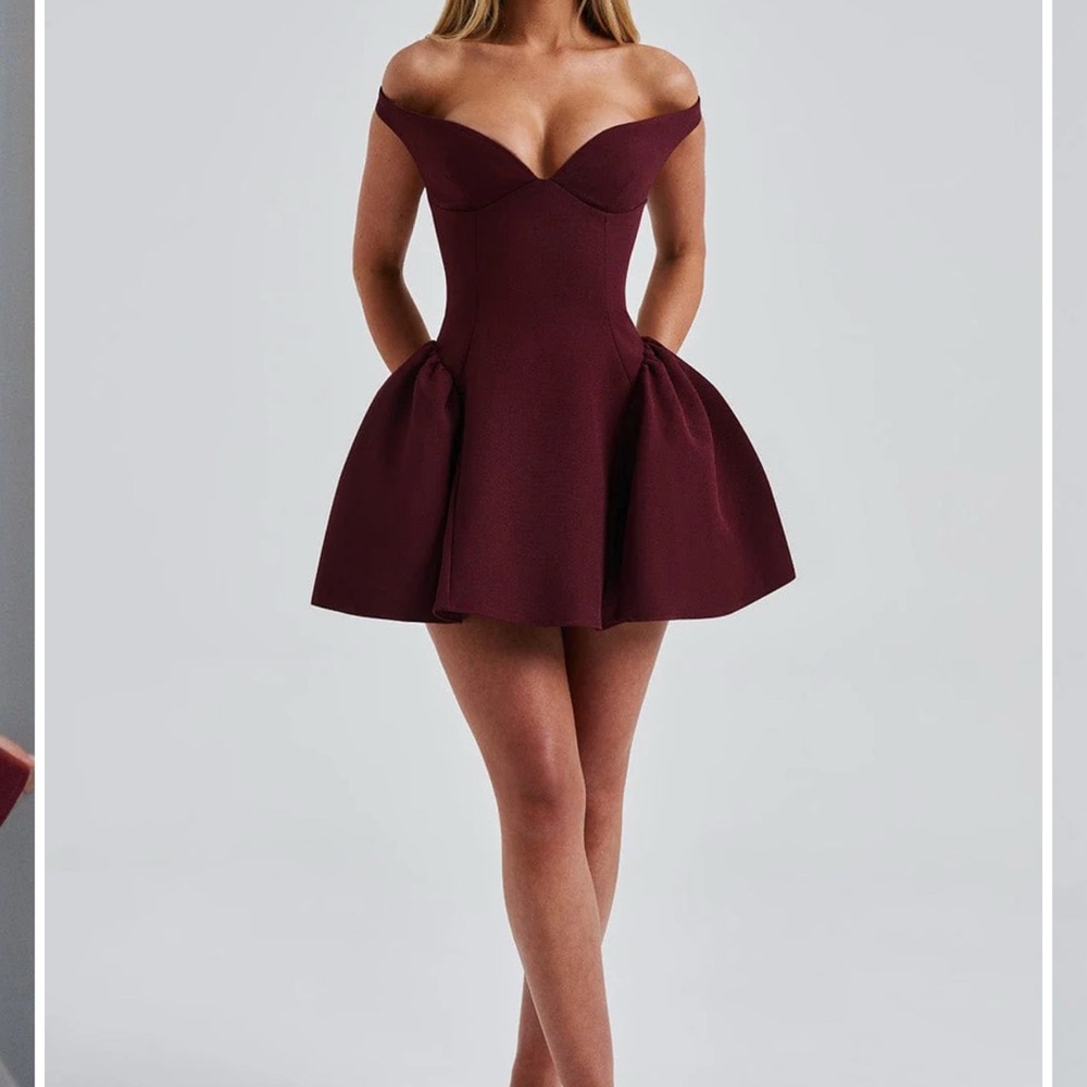 Elegant Off-Shoulder Burgundy Dress